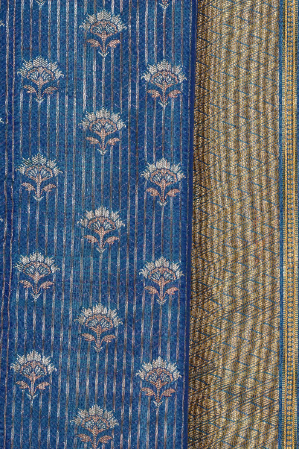 Image of Kanchipattu Brocade Silk Blue Saree